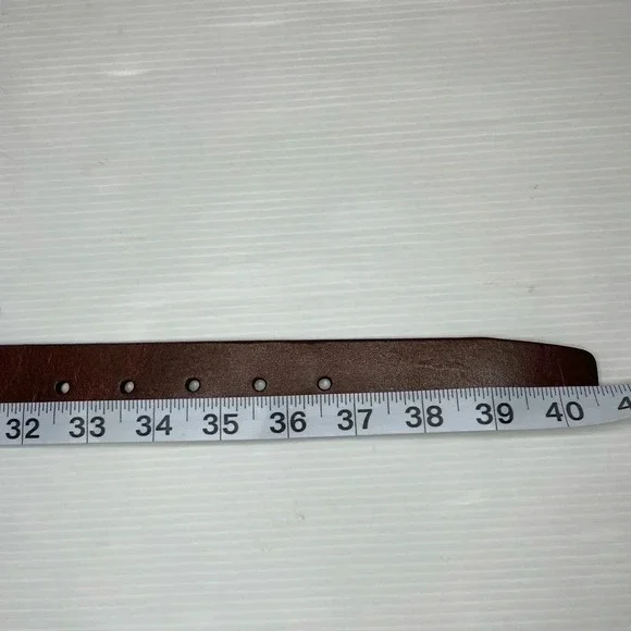 Boconi Nashville Brown Leather Belt Handcrafted Silver Tone Buckle Size 34 - Picture 8 of 10